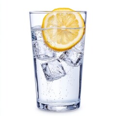 Refreshing lemon water served with ice cubes for a cool drink on a hot day