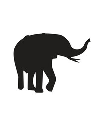 Black elephant art illustration silhouette on a white background