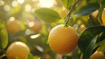 Young citrus orchard in afternoon light