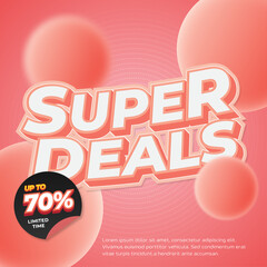Super Sale discount deals Editable text with soft Pink gradient Simple Minimalist style Square banner © Adieb