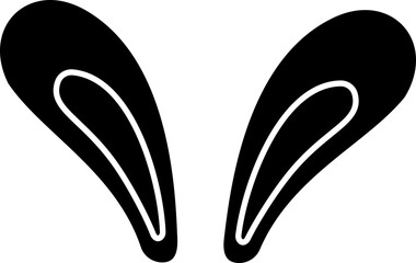 Isolated bunny ears black silhouette. 
Cute rabbit ears.
Easter icon.
Transparent background.