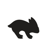 Rabbit silhouette. Easter Bunny. Isolated on white background. A simple black icon of hare. Cute animal. Ideal for logo icon vector illustrator, emblem, pictogram, print,
