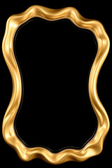 Golden Liquid Frame, Abstract Art, Empty Picture Frame, Luxury Design