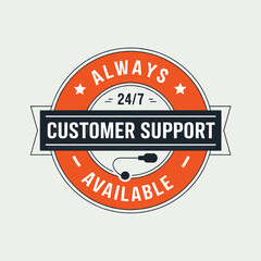 Obraz premium 24/7 customer support always available support badge