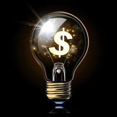 A glowing light bulb with a dollar sign illuminated inside, symbolizing innovative money-making ideas.