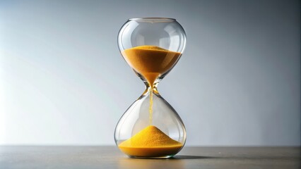 Minimalist hourglass symbolizing time and patience with yellow sand, time, hourglass, patience, minimalism
