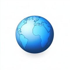 Fototapeta premium Illustration of a blue globe highlighting continents and oceans with a smooth gradient finish.