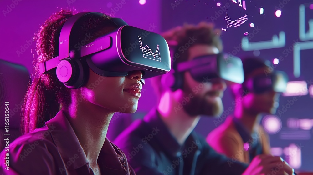 Poster Diverse group experiencing immersive virtual reality.