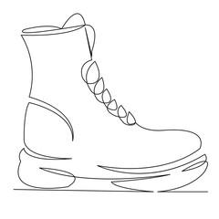 One continuous single drawing line art flat doodle boot, shoe, leather, footwear, protection,...