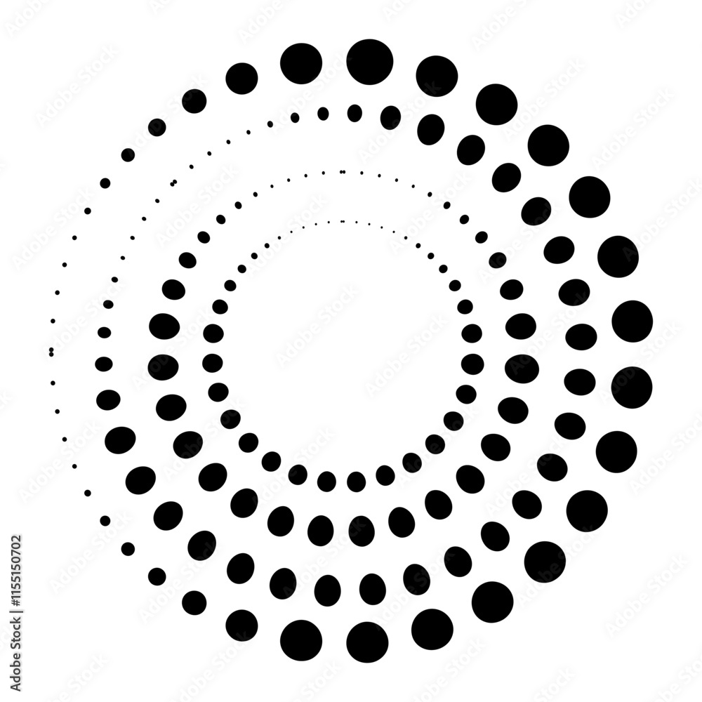 Wall mural halftone dotted speed lines circle. geometric art in circle form. round swirl movement symbol. halft