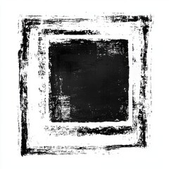Abstract black and white artwork featuring bold brush strokes in a square format.
