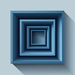 Abstract blue geometric artwork showcasing layered square frames that create depth and dimension.