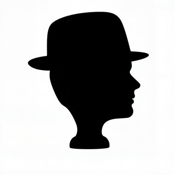 recommend clip art: Silhouette of a man in profile wearing a hat
                    