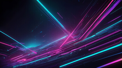 Neon Dreams: Abstract neon lights illuminate a dark background, creating an electrifying and futuristic visual experience. The vibrant colors and dynamic lines evoke a sense of movement and energy.
