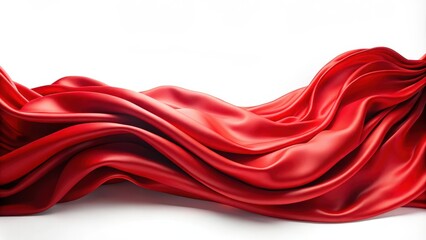 Wavy red fabric for decoration, isolated, fabric, wavy, red, decoration, design, texture, background, luxurious, elegant
