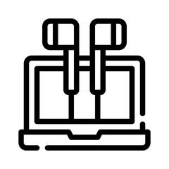 Icon Earphones Laptop With Style Outline