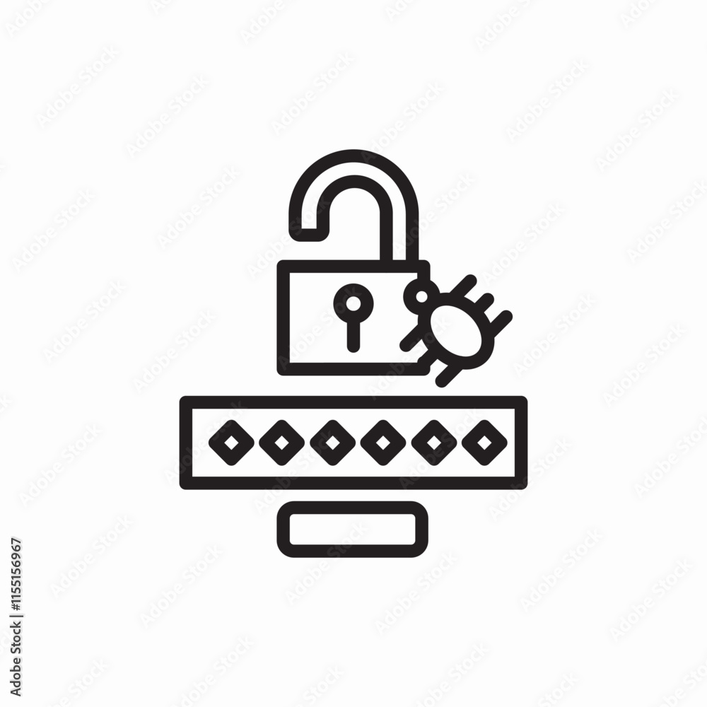 Poster hack hacking virus hacked attacked icon vector sign