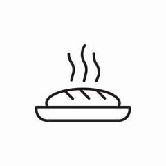 Hot food plate steam dinner icon vector sign