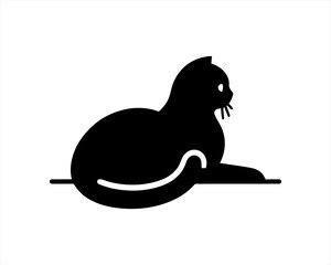 Black silhouette cat vector, Cat silhouette icon illustration.