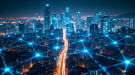 5G wireless network, high speed internet, cloud computing or connect diagram technology, Data storage, service, synchronize, online, financial, Connectivity global, smart city, Gen by AI