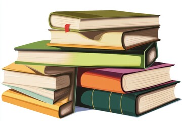 A vibrant stack of colorful books showcasing various sizes and hues, symbolizing knowledge and creativity.