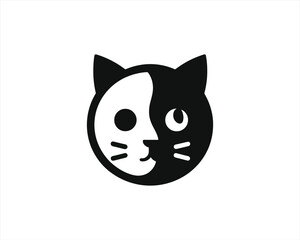 Cat logo vector. Silhouette simple. Flat style. Black cat icon logo. Logo design template. Vector illustration. Animal logotype concept. 
