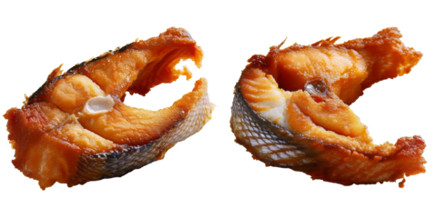 Set of Fried fish piece on white background 