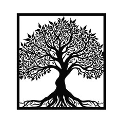 Tree Panel Wall Art Laser Cut Design Tree illustration Vector