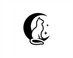 Cat logo vector. Silhouette simple. Flat style. Black cat icon logo. Logo design template. 