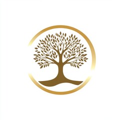 Elegant golden tree logo design, symbolizing growth and harmony.