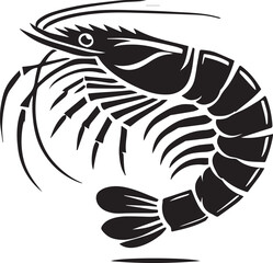 black Shrimp logo vector, Shrimp vector icon, Shrimp vector art illustration, Shrimp silhouette vector black and white
