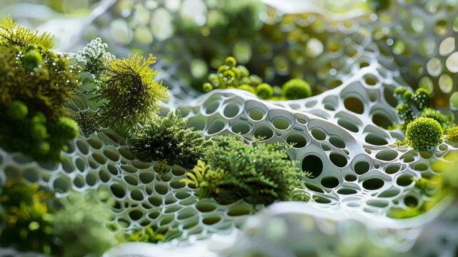 Sculpted bushes and plants create the illusion of particles and their interactions in Feynman diagrams bringing the diagrams to life in a tangible way.