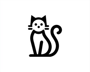 Cat logo design icon symbol vector template. Silhouette cat illustration