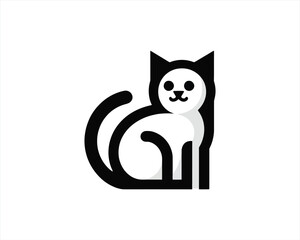 Cat logo vector. Silhouette simple. Flat style. Black cat icon logo. Logo design template. Vector illustration.