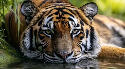 Fototapeta premium Tiger resting by the water