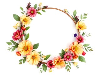 Fototapeta premium Circle floral frame isolated on white background