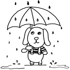 Dog with umbrella 