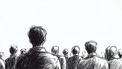 Abstract representation of a crowd in monochrome.