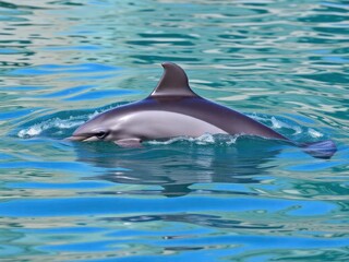 A dolphin is swimming in the ocean