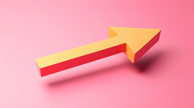 3d render of orange arrow on pink background