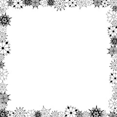 Modern universal artistic square template frame. Merry Christmas and Holiday card. Graphic line vector illustration with snowflakes. Good for invitations,menu, table number card design.