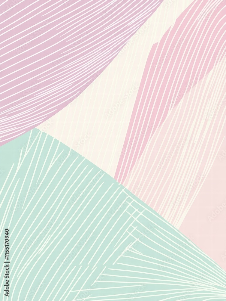 Poster Colorful striped pattern creating a harmonious blend of soft pastels in a modern design setting. Generative AI