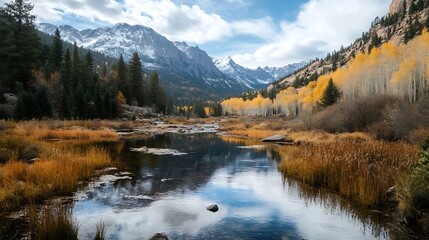 Fototapeta premium Autumn Mountain Lake Reflection