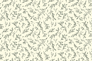 Delicate leafy pattern in soft green tones on a cream background. Ideal for eco-themed designs, organic branding, and natural aesthetics.