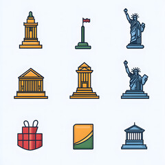 city ​​icons, country symbols, icon set