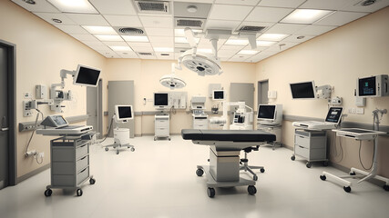 Operating room in hospital. Generative AI