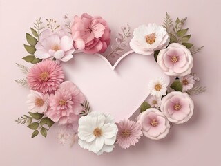 Realistic valentine's day love frame template with red heart