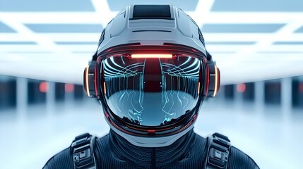 Fototapeta premium Futuristic Space Helmet Design with Neon Elements
