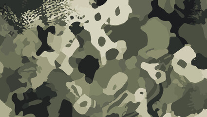 Fototapeta premium Seamless military camouflage fabric pattern. military camouflage on green, cream, black fabric design. Camouflage pattern cloth texture background. Camouflage army seamless vector pattern for print