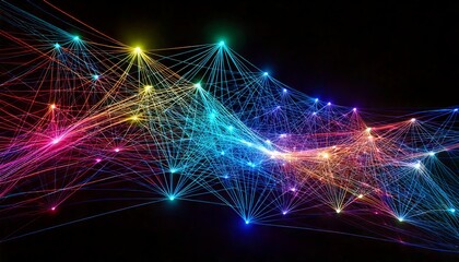 Fototapeta premium A Futuristic Visual Representation of a Neural Network, with Glowing Nodes Connected by Dynamic Lines